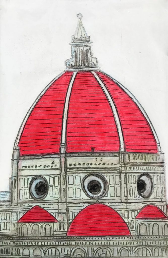 Brunelleschi Red Dome 32 x 48 inch