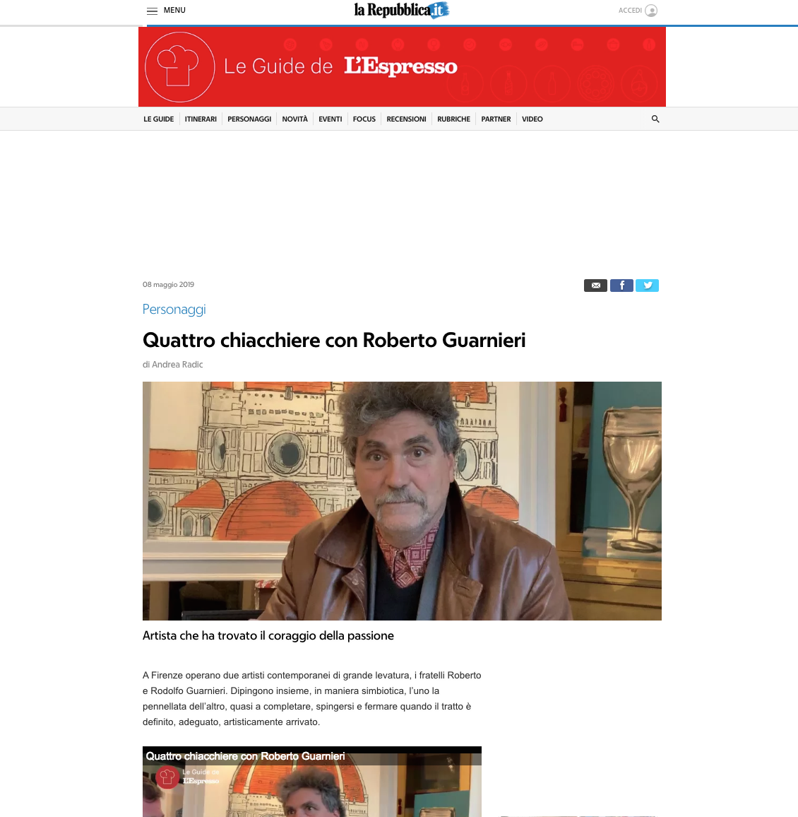 A Chat With Roberto Guarnieri By Le Guide Del Espresso Art Gallery Studio Iguarnieri